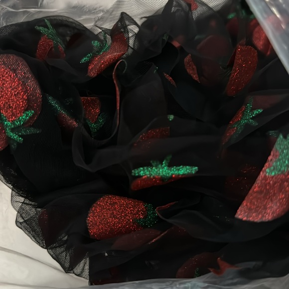 NWT unique vintage pinup glitter strawberry dress sz L - Picture 4 of 6